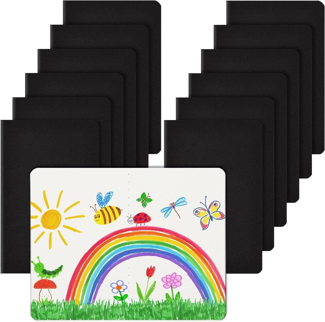12 Pack Mini Notebooks, 3.5 X 5.5 Inches Softcover, Pocket Size Small Little Black Sketch Book Pocket Journals for Men Women Traveler Note Taking Office School Supplies, 30 Sheets 60 Blank Pages